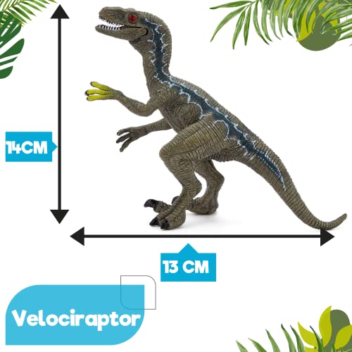 Zappi Co Childrens Velociraptor Blue/Grey Dinosaur Figure Toy (14cm Length) Realistic Detailed Dino Collection for Kids - Image 4