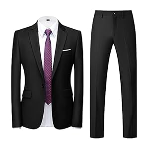 Allthemen Mens Suits 2 Piece Regular Fit Wedding Dress Suit One Button Business Suit