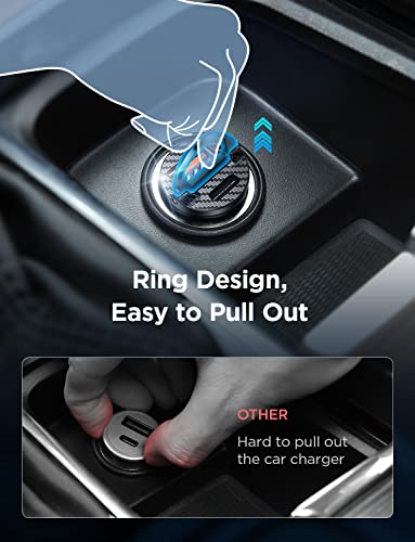 Usb C Car Charger Fast Charge, 60W Smallest Usb Car Charger Flush Fit Ainope 30W Qc&30W Pd Fast Cigarette Lighter Usb Charger Compatible With Iphone 14 Pro Max/13/12, Samsung S22/S20, Ipad, Macbook #TOP4