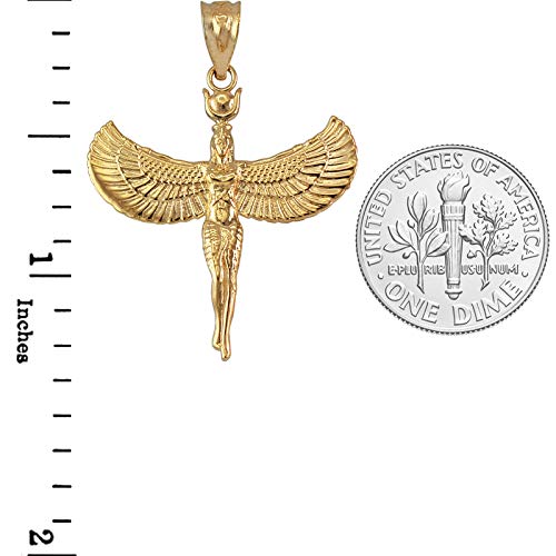 10K Yellow Gold Isis Egyptian Goddess Pendant Necklace2