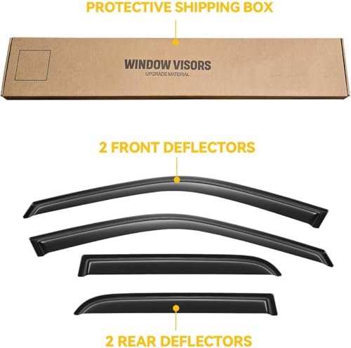Image of Rain Guards for 2002-2006 Honda CR-V CRV, Out-Channel Window Visor Shields Vent Deflector Shade Wind Dark Smoke 2003 2004 2005 02 03 04 05 06, Tape-On Outside-Mount, 4PCS