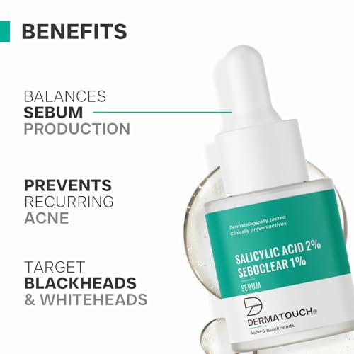 Image of DERMATOUCH Salicylic Acid 2% Seboclear w /w 1% Face Serum | For Acne & Blackheads | Specially for Acne-prone & Oily Skin | 18ml