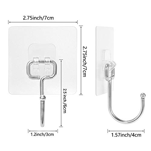 Chie no fukuro Selbstklebend Haken Transparent,8 Stk 44 lb/ 20 kg(Max) Selbstklebend Handtuchhaken, Transparente Klebehaken Wasserdicht,Abnehmbar,Küchenhaken für Küche Bad Wand & Decke Aufhänger.