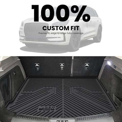 Image of LASFIT Cargo Mat for Lincoln Corsair 2020-2026, TPE Black | 3D Custom Fit TPE All Weather Trunk Mat, Full Coverage Secure-Fit Cargo Liner, Easy to Wash