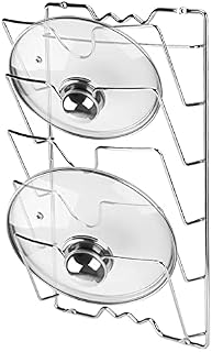 Pan Lid Holder and Organiser, Wall or Door Mounted Kitchen Cupboard Saucepan Pot Pan Lid Storage Rack Holder - Holds 5 Lids