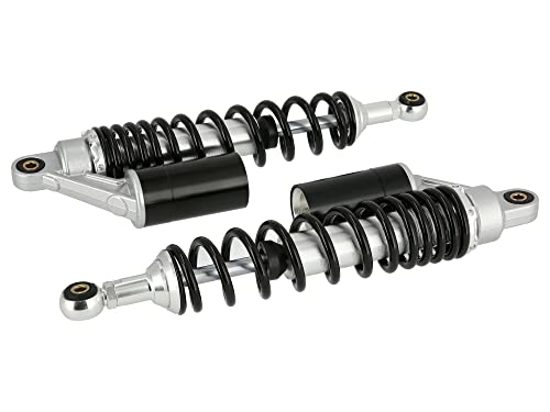 Set: Tuning-Federbeine 360mm, mit externen Ausgleichsbehälter, Schwarz/Schwarz - für Simson S50, S51, S70 Set: Tuning-Federbeine 360mm, mit externen Ausgleichsbehälter, Schwarz/Schwarz - für Simson S50, S51, S70