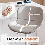 Youhauchair Bar Stools Set of 2, PU Leather Counter Height Barstools with Back, Height Adjustable Swivel Bar Chairs, Modern Armless Kitchen Island Stool, White