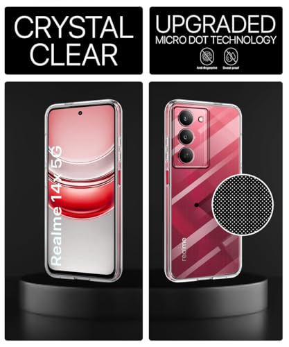 Image of WOW IMAGINE Transparent Back Cover Case for Realme 14x 5G | Realme Narzo 80x | Realme P3x | Raised Bumps for Full Device & Camera Protection Shockproof TPU Silicone Mobile Case - Transparent