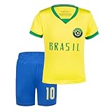 Cnins Unisex Brazil Soccer Kit for Kids | 2-Piece Athletic Set | Boys & Girls Brazil Football Outfit (BZNE-CN,8Y)
