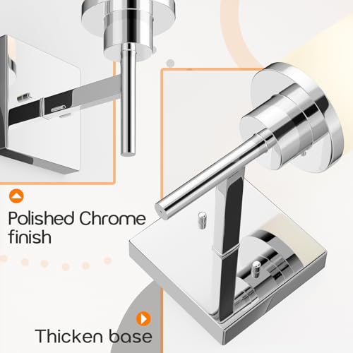 Image of Vanity Lights Polished Chrome Bathroom Light Fixtures with White Frosted Glass Shade, Wall Sconces for Mirror Hallway Entrance, 2 Pack T001CH-L1-P2