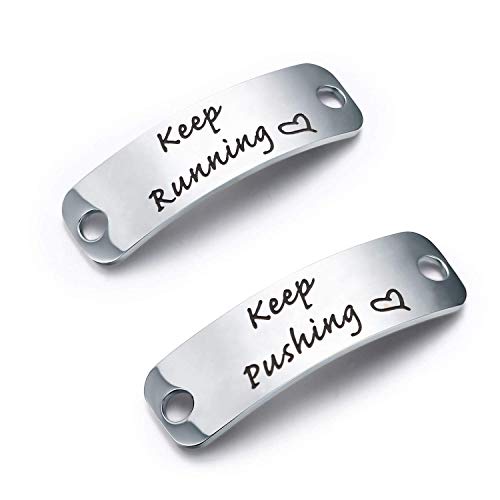ENSIANTH Trainer Tags Gift for Runner Keep Running Keep Pushing Shoe Lace Tag Fitness Gym Gift Inspirational Gift for Girls