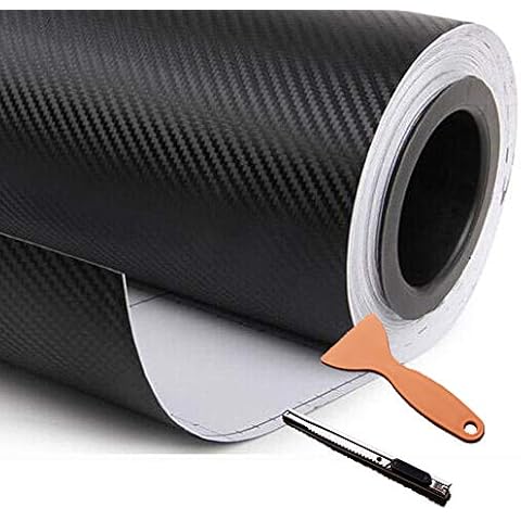 DIYAH 3D Black Carbon Fiber Film Twill Weave Vinyl Sheet Roll Wrap DIY Decals with Hand Tools (120" X 60" / 10 FT X 5 FT) Cover