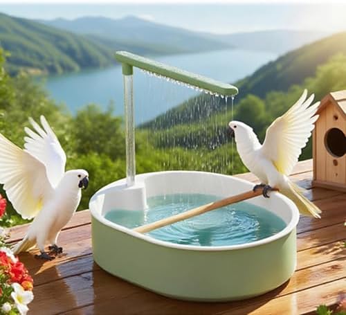 Bird Shower Bath for Cage, Automatic Parrots Fountain & Tub, Large Capacity Parakeet & Budgie Bath, Circulating Water Bath for Cockatiel, Finch, Cockatoo, Conure - 2