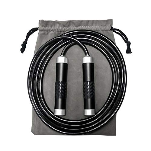 Pasking Weighted Jump Rope, Premium Heavy Jump Rope with Adjustable Extra Thick Cable Aluminum Silicone Grips Handles High-Speed Ball Bearings Professional Skipping Rope for Crossfit Training MMA Card
