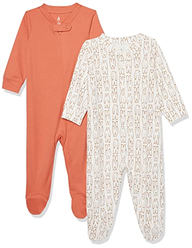 Image of Amazon Essentials Unisex Babies' Organic Cotton Footed Sleep and Play (Previously Amazon Aware), Pack of 2