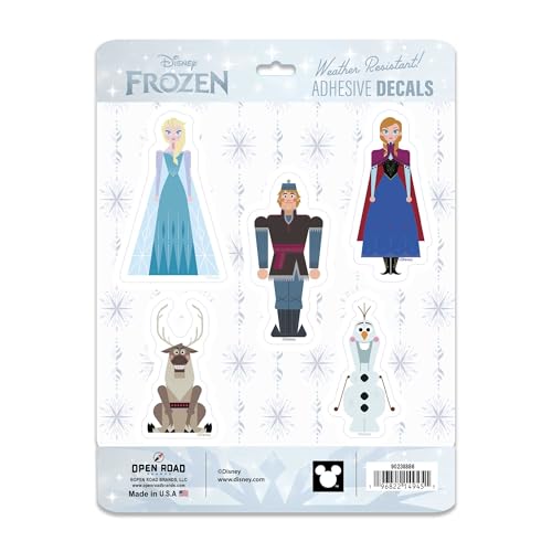Disney La Reine des Neiges Ensemble d'autocollants en vinyle adhésif - Stickers pour voiture avec Elsa, Anna, Olaf et plus, 1 paquet (5 pièces)