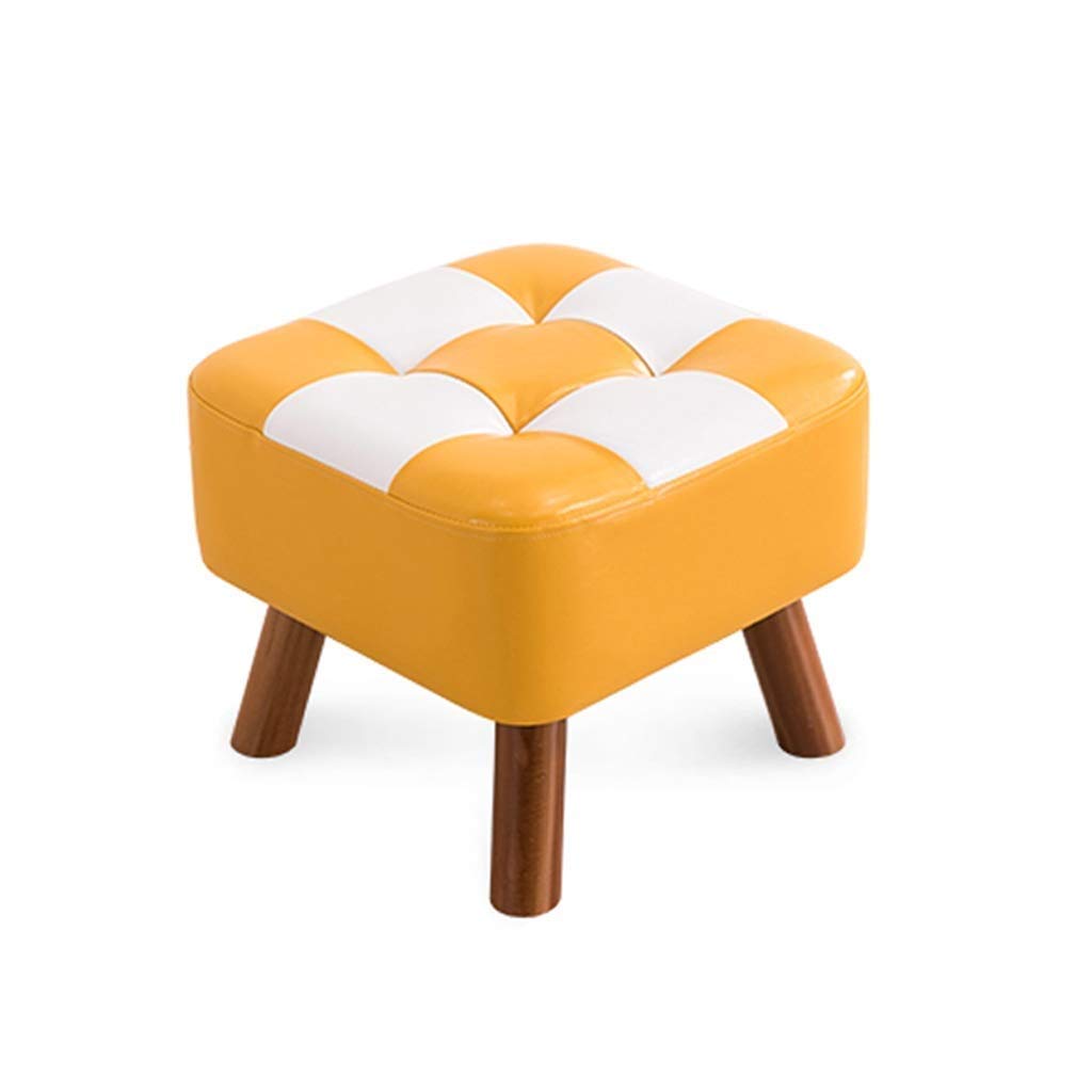 Tabouret faux cuir carré en bois massif pour coiffeuse et salon