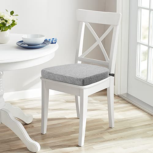 Wellsin Chair Cushions For Dining Chairs 4 Pack - Kitchen Chair Cushions With Ties And Non-Slip Backing - Dining Chair Pads 16"X16"X2", Light Gray #TOP5