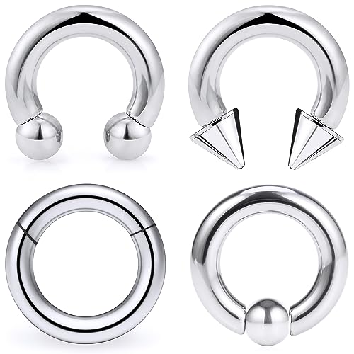 6G 8G Large Septum Ring Piercing PA Ring Hypoallergenic 316L Surgical Steel Septum Nose Rings Gauges Earrings Hoops CBR Body Piercing Jewelry for Women Men Inner Diamond 12mm 14mm 16mm