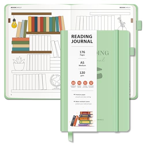 BIROYAL Reading Journal for book lovers with 52 Book Reviews - A5 Hardcover 176 Pages Book Journal - Reading Tracker & Planner Log - Literary Lovers Gift