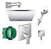 Produktbild Hansgrohe Duschsystem mit Unterputz Duscharmatur von Hansgrohe Regendusche mit Armatur, Duschkopf eckig, Wandarm Dusch-SET HGK01 poliert