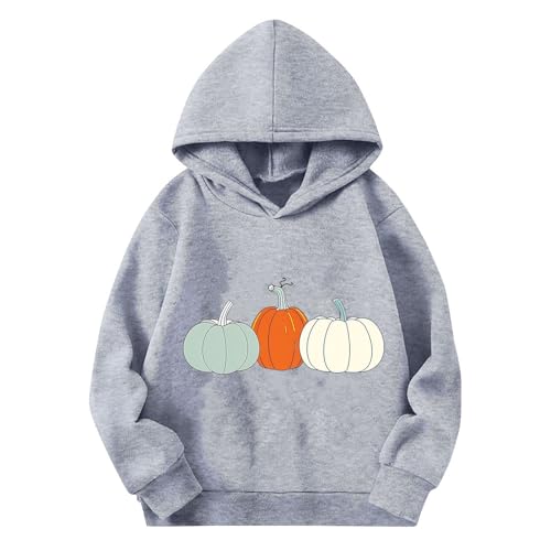 Girl's Halloween Hoodie Cute Pumpkin Graphic Crewneck Long Sleeve Hooded Crewneck Pullover Sweatshirt