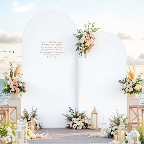 White Arch Backdrop Cover Set of 2 Wedding Arch Covers Stretchy Backdrop Decorations Baby Shower Bridal Shower Photo Birthday Party White Arch Stand Cover 7.2 and 6ft Spandex by Little Funny - Used condition - Image 2