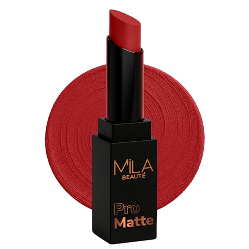 Image of Mila Beaute Pro Matte Lipstick | Highly Pigmented & Long lasting | Semi Matte Finish | Light Weight Lipstick | Single Swipe Application | Luxurious Lip Color | Shade - (Rekha, 4.2g)