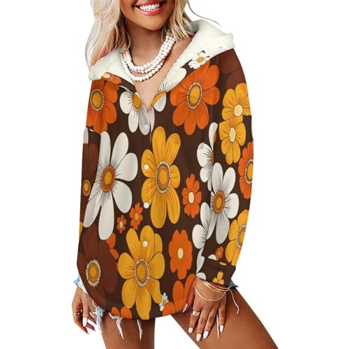 Manteaux polaire femme style années 70 et veste à capuche orange