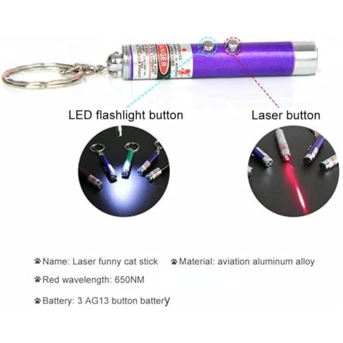 Image of Set of 2, Laser Light for Cats & Dogs to Play | Red Powerful Long Range Laser Pointer for Kids & Animal Play Fun | Keychain Laser Pointer LED Flashlight | Multicolour Pcs