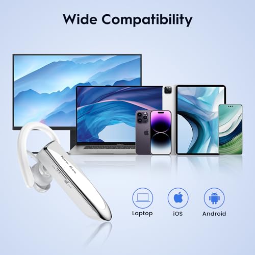 Oreillette Bluetooth V5.0 New Bee mains libres blanche - 7