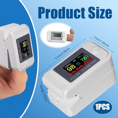 Tomedeks 1 Stück Pulsoximeter+1Stück Aufbewahrungstasche, Blutsauerstoffsättigungsmessgerät, Zur präzisen Messung der Sauerstoffsättigung im Blut, hochpräzises Finger-Pulsoximeter, Herzfrequenzmesser