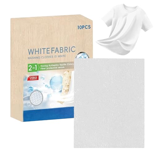 Teinture pour tissu blanc machine à laver, 10 feuilles de blanchisseur vêtements, teinture blanche lin et laine, blanchisseur linge pour chemises et jeans, feuilles de blanchiment