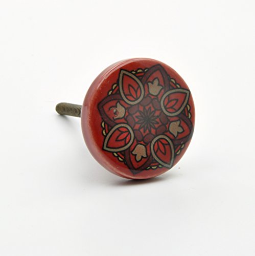 Noir Et Rouge Foncé Céramique Boutons de portes, bouton de placard, poignée de porte pour armoires, portes, tiroirs, meubles 3.82 cm de diamètre, vis à bouton 3.45 cm Cover