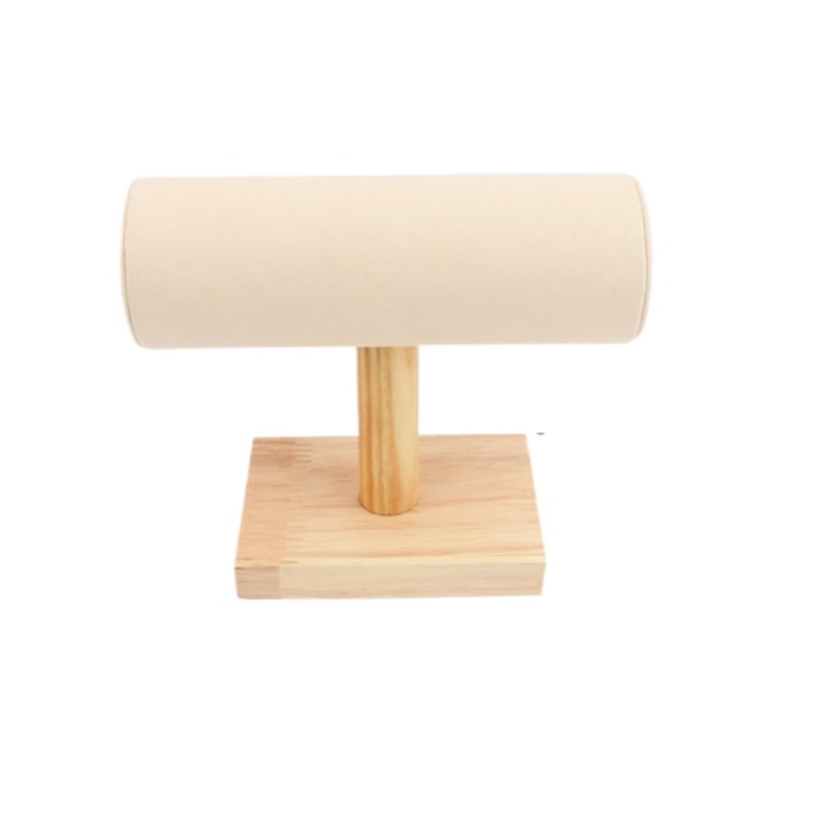 AZHKJKZH Jewelry Display Stand T Bar Rack Jewelry Display Stand Storage Holder Wooden Wrist Watch Desk Storage(Beige)