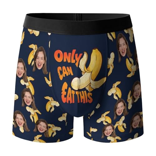QUALISM Custom Face Boxers Personalized Men's Underwear with Photo Print Funny Novelty Boxer Shorts for Boyfriend Husband Birthday Gift Funny Boxer Briefs
