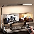 LED Desk Lamp for Home Office, Eye-Caring Desk Light with Adjustable Gooseneck, Dual Screen Computer Monitor Light with Stepless Dimming, Stepless Color Temp, Memory Function for Study, Workbench