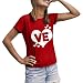 Top Sleeve Women's Sweet Short Casual T-Shirt Round Day imprimé Confortable Simple Couple Couple Cou de Valentine T-Shirts pour Femmes Blouse en Coton