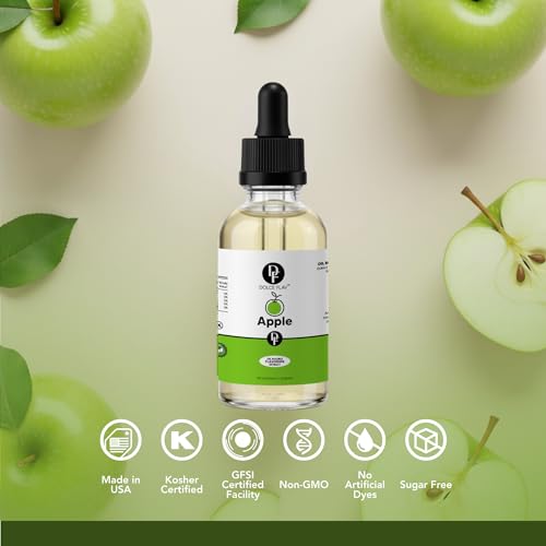 Dolce Flav Apple Extract – 2 Ounce Oil-Soluble Kosher, Sugar-Free, Concentrated Crisp Apple Flavoring for Baking, Chocolates & Desserts, Includes Measured Dropper