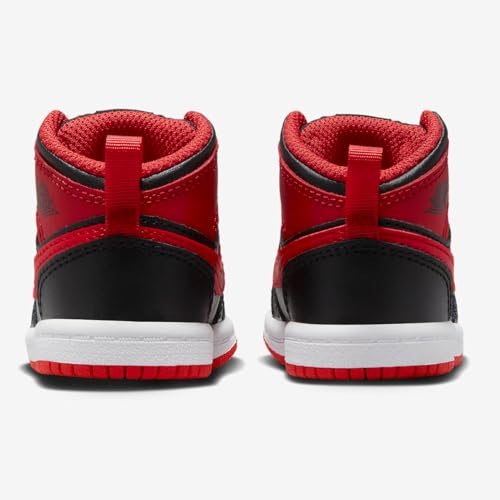 NIKE Jordan 1 MID (TD) Toddler DQ8425-060 (Black/FIRE RED-White), Size 33