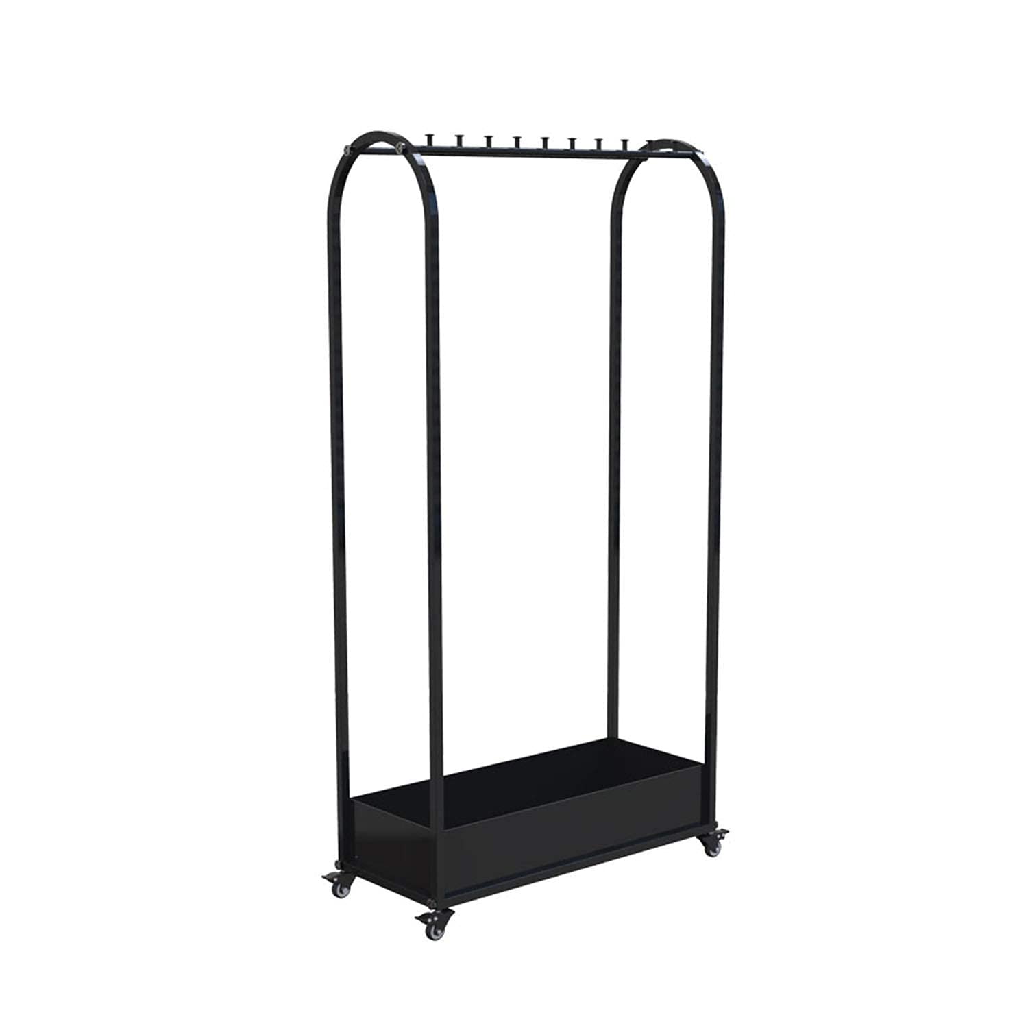 WXPGFEQ Floor-Standing Umbrella Stand with Hooks and Wheels, Iron Multifunctional Rack for Hotel Lobby Foyer Entryway