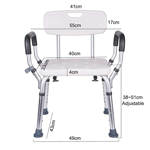 Chaise de douche avec dossier et accoudoirs réglable pour senior - 3