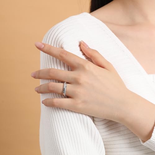 Round Cut Moissanite Wedding Ring Band For Women 18K White Gold Plated S925 Sterling Silver Modern Design Band Ring For Women4