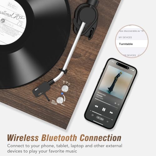 Vinyl Record Player 24W HiFi Stereo Speakers Vintage Bluetooth Turntable - image 4