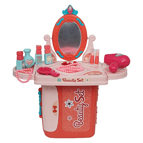 Image of 2-in-1 Beauty Set Briefcase for Kids, Portable Makeup and Salon Pretend Play kit with Stylish case Design, Perfect for Creative Role-Play and on-The-go Fun.