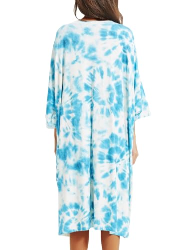Image of KFUBUO Plus Size Nightgowns for Women Oversized Sleep Tshirts Dress Short Sleeves Sleepwear With Pocket Fit S-5XL