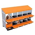 Garvee Chicken Nesting Box, 10-Hole Roll Away Egg Laying Box with Lid, Heavy-Duty Galvanized Steel Rustproof Design - Easy Egg Collection, Easy Clean (Wall-Mountable Without Bracket, Orange)