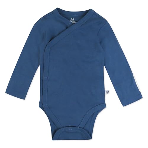 Image of HonestBaby Baby 3-Pack Organic Cotton Long Sleeve Side-snap Kimono Bodysuits