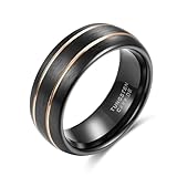 Wycian Anillo de boda de tungsteno para él, anillos de compromiso para hombre, de tungsteno cepillado de dos tonos con ranura de 8 mm para él, tamaño N 1/2 - Z+1, sin piedras preciosas, W 1/2, Acero