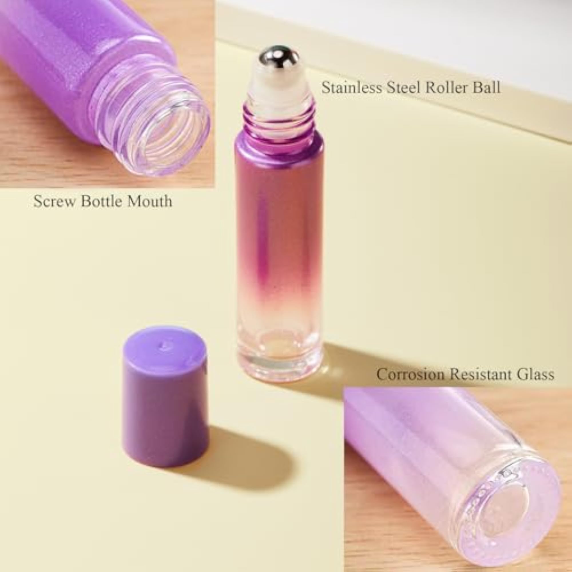10ml Essential Oil Roller Bottles, 6 Gradient Colors